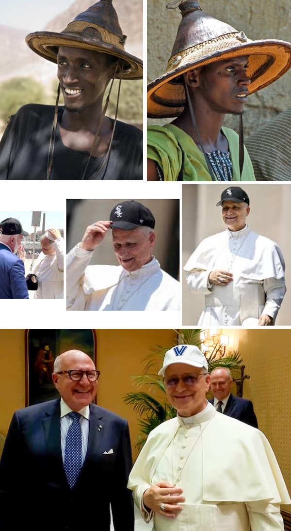 Pope wearing baseball caps
